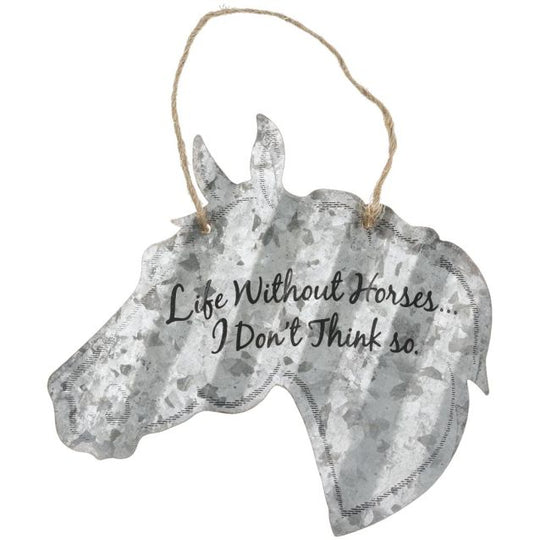 Metal sign horse head, various quotes