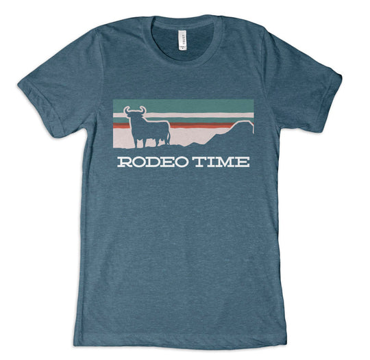 Dale Brisby Unisex T-Shirt "Sunset Rodeo Time" in Teal