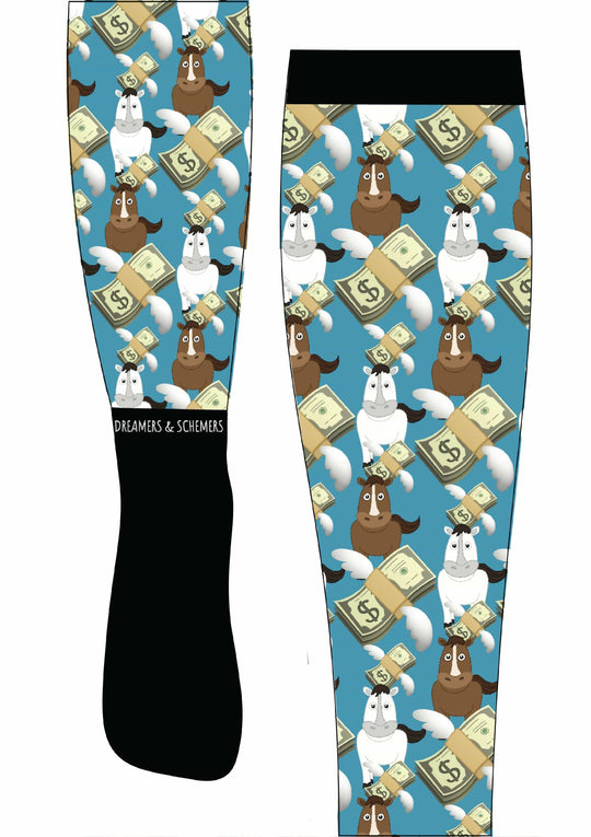 Dreamers &amp; Schemers riding socks "Cash Money"