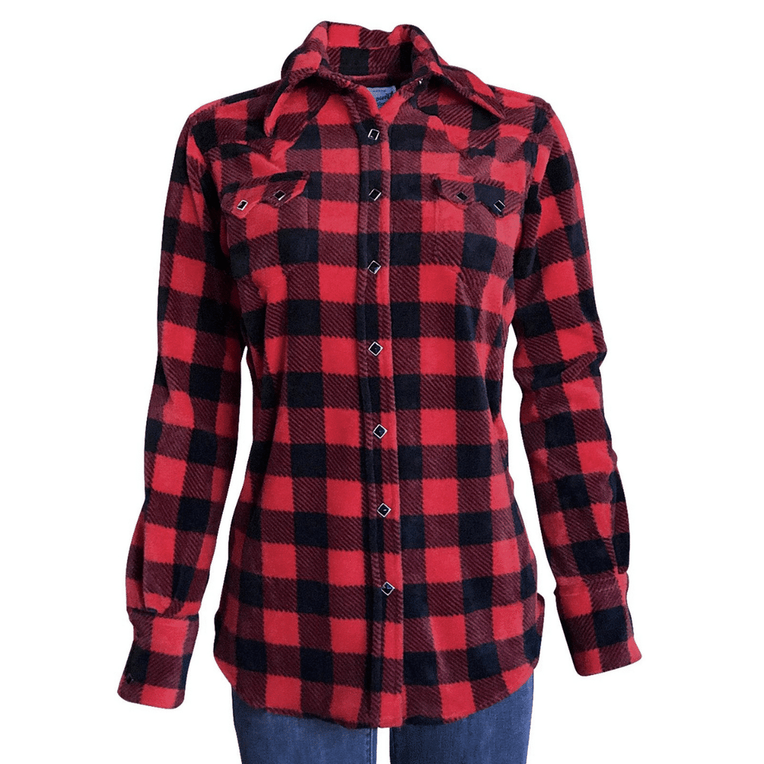 Rockmount-Womens-Red-Black-Buffalo-Check-Fleece-Western-Shirt-Front-4hooves