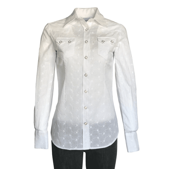 Rockmount-Womens-White-Eyelet-Embroidery-WesternShirt-Front-4hooves
