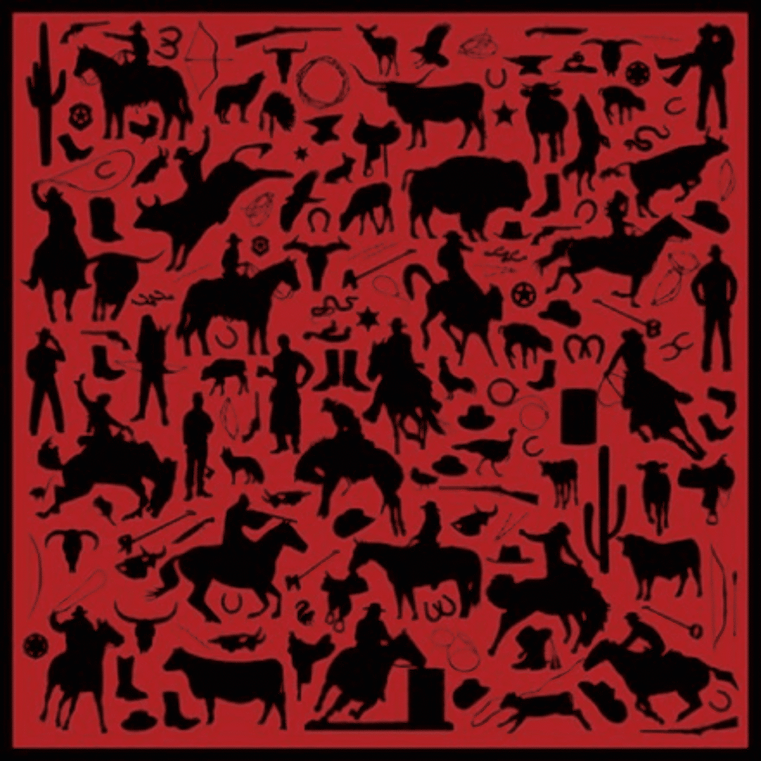 Wyoming-Traders-Wild-Rags-Red-Cowboy-Silhouette-Jacquard-Silk-Scarf-4hooves