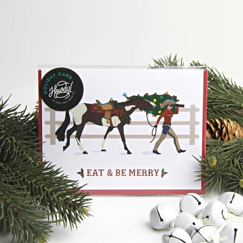 hunt-seat-paper-co-christmas-card-eat-and-be-merry-weestern-cowgirl-4hooves-greens