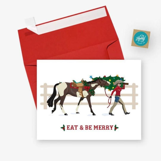 hunt-seat-paper-co-christmas-card-eat-and-be-merry-western-cowgirl-4hooves