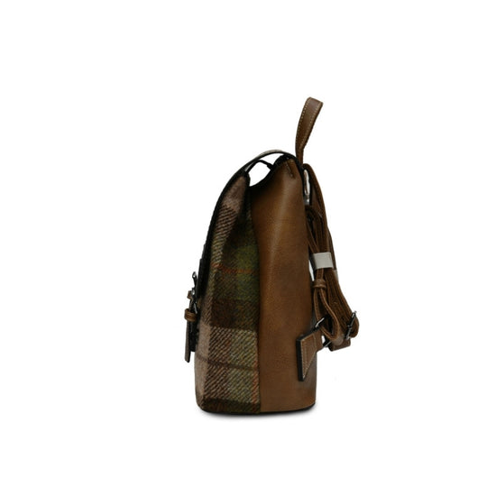 islander-harris-tweed-jura-backpack-chestnut-tartan-4hooves-side