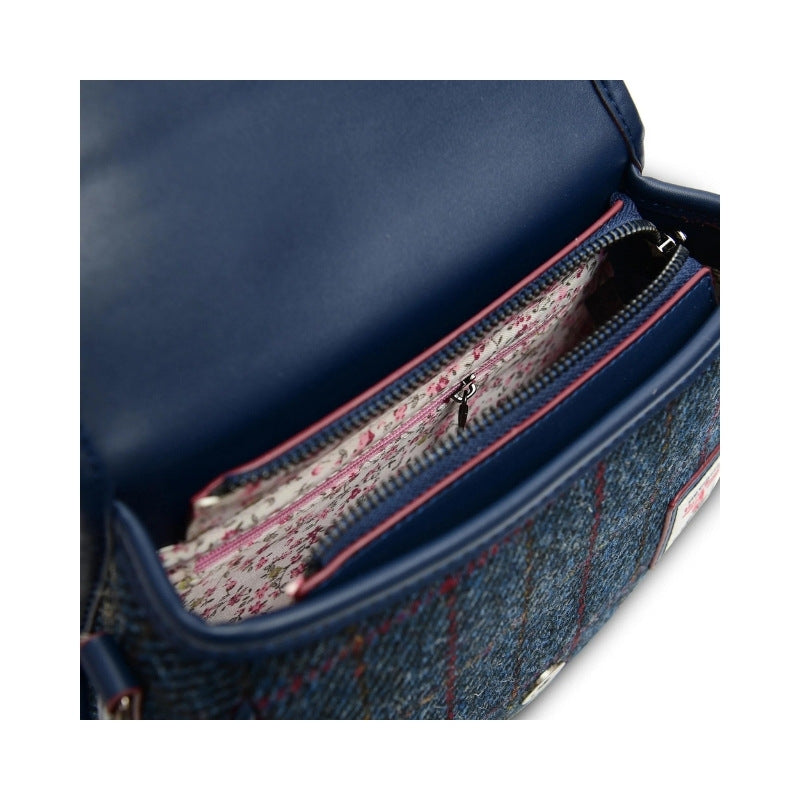 islander-harris-tweed-mini-saddle-bag-blue-4hooves-open-front