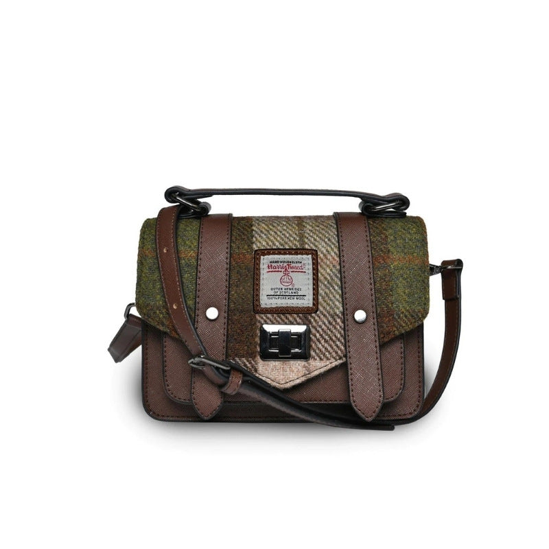 islander-harris-tweed-mini-satchel-chestnut-tartan-4hooves-front-strap