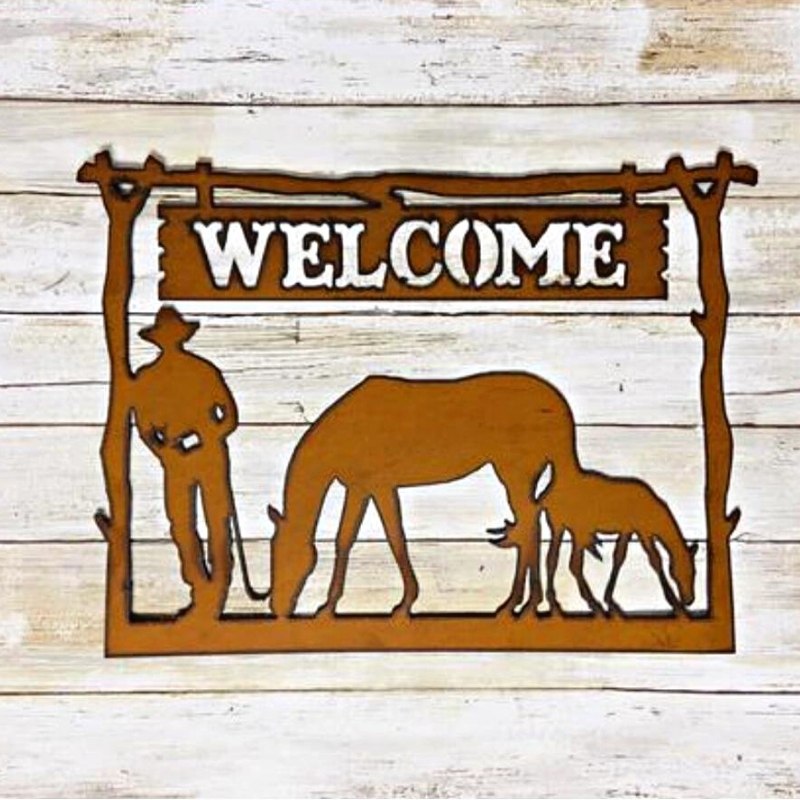 universal-ironworks-horizontal-welcome-sign-cowboy-leaning-4hooves