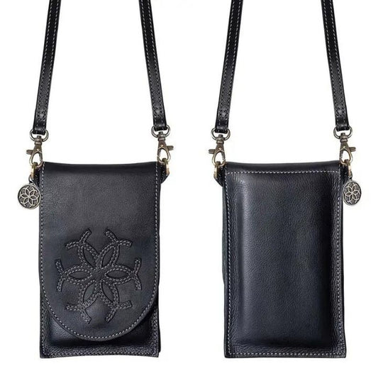 urban-equestrian-classique-cell-phone-tote-black-leather-4hooves-front-back